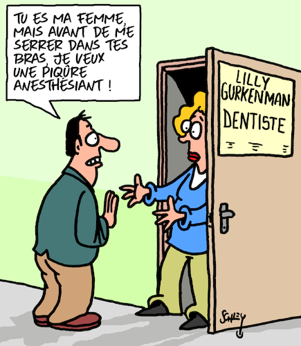 Cartoon: Amour (medium) by Karsten Schley tagged sante,amour,mariage,dentistes,piqures,lachete,hommes,femmes,relations,sante,amour,mariage,dentistes,piqures,lachete,hommes,femmes,relations