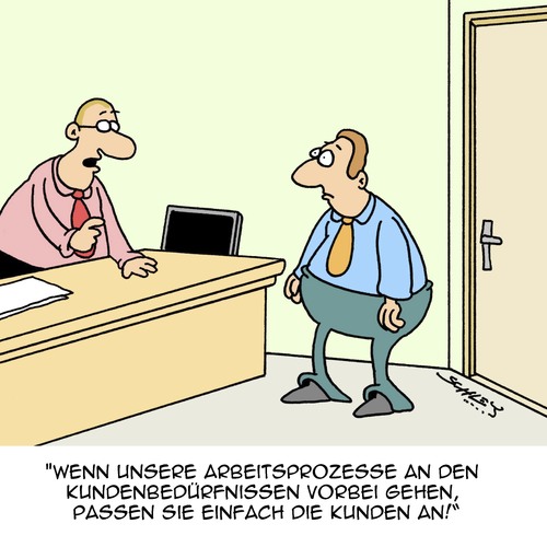 Cartoon: Anpassung (medium) by Karsten Schley tagged wirtschaft,business,kunden,kundenservice,arbeit,arbeitsprozesse,büro,industrie,arbeitgeber,arbeitnehmer,kundenbedürfnisse,empathie,wirtschaft,business,kunden,kundenservice,arbeit,arbeitsprozesse,büro,industrie,arbeitgeber,arbeitnehmer,kundenbedürfnisse,empathie