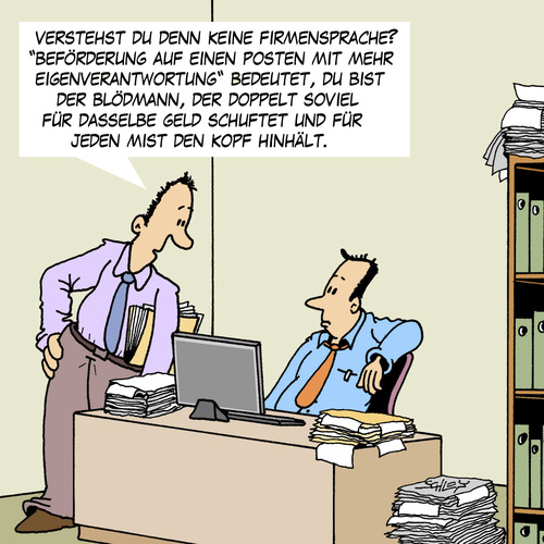 Cartoon: Beförderung (medium) by Karsten Schley tagged arbeit,jobs,karriere,gehälter,einkommen,arbeitgeber,arbeitnehmer,beförderung,wirtschaft,business,arbeit,jobs,karriere,gehälter,einkommen,arbeitgeber,arbeitnehmer,beförderung,wirtschaft,business