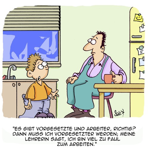 Cartoon: Berufswunsch (medium) by Karsten Schley tagged arbeit,vorgesetzte,arbeiter,business,wirtschaft,jobs,schule,schüler,bildung,väter,söhne,familie,arbeit,vorgesetzte,arbeiter,business,wirtschaft,jobs,schule,schüler,bildung,väter,söhne,familie