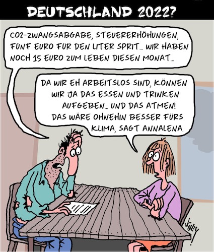 Cartoon: Besser fürs Klima (medium) by Karsten Schley tagged wahlen,grüne,demokratie,ökostalinismus,politik,klima,arbeitslosigkeit,wirtschaft,familien,armut,steuern,deutschland,wahlen,grüne,demokratie,ökostalinismus,politik,klima,arbeitslosigkeit,wirtschaft,familien,armut,steuern,deutschland