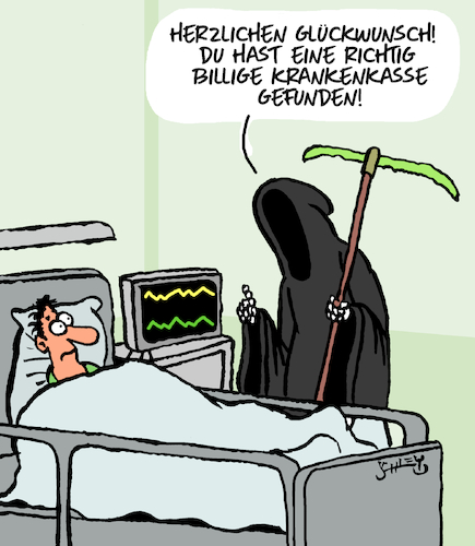 Cartoon: Beste Versicherung (medium) by Karsten Schley tagged krankenversicherungen,versicherungsprämien,gesundheitskosten,geld,politik,krankenhäuser,gesellschaft,krankenversicherungen,versicherungsprämien,gesundheitskosten,geld,politik,krankenhäuser,gesellschaft