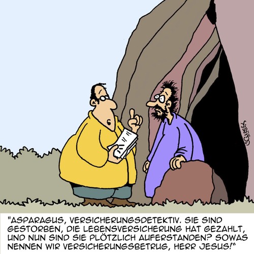 Cartoon: Betrug! (medium) by Karsten Schley tagged kriminalität,versicherungen,versicherungsbetrug,geld,religion,christentum,jesus,kirche,kriminalität,versicherungen,versicherungsbetrug,geld,religion,christentum,jesus,kirche