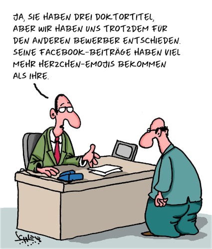 Cartoon: Bewerbung (medium) by Karsten Schley tagged bewerbungen,jobs,management,personal,karriere,qualifikationen,bildung,internet,facebook,bewerbungen,jobs,management,personal,karriere,qualifikationen,bildung,internet,facebook