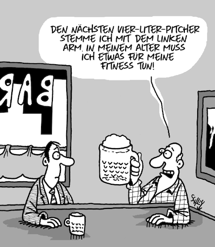 Cartoon: Bleibt fit! (medium) by Karsten Schley tagged fitness,alter,sport,training,bars,kneipen,gesundheit,politik,gesellschaft,fitness,alter,sport,training,bars,kneipen,gesundheit,politik,gesellschaft