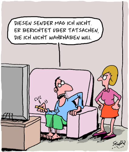 Cartoon: Blöde Fakten! (medium) by Karsten Schley tagged fernsehen,medien,zuschauer,glaubwürdigkeit,wahrnehmung,fakten,fake,news,bildung,meinung,politik,gesellschaft,fernsehen,medien,zuschauer,glaubwürdigkeit,wahrnehmung,fakten,fake,news,bildung,meinung,politik,gesellschaft