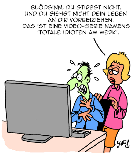 Cartoon: Blödsinn (medium) by Karsten Schley tagged leben,tod,familie,beziehungen,männer,frauen,liebe,videos,youtube,medien,internet,gesellschaft,leben,tod,familie,beziehungen,männer,frauen,liebe,videos,youtube,medien,internet,gesellschaft