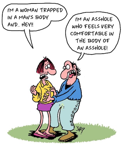 Cartoon: Body (medium) by Karsten Schley tagged men,women,gender,personds,chauvinism,sexism,trans,persons,biology,society,social,issues,men,women,gender,personds,sex,chauvinism,sexism,trans,persons,biology,society,social,issues