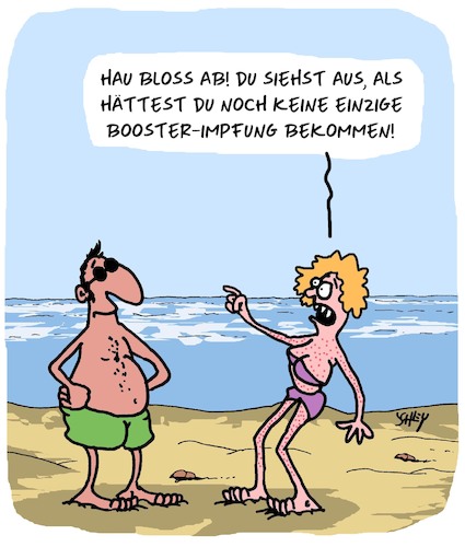 Cartoon: Booster-Impfung (medium) by Karsten Schley tagged corona,impfung,booster,urlaub,männer,frauen,strand,politik,gesundheit,corona,impfung,booster,urlaub,männer,frauen,strand,politik,gesundheit