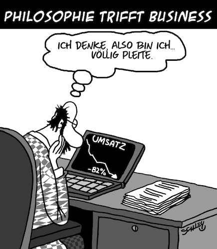 Cartoon: Business-Philosophie (medium) by Karsten Schley tagged business,umsätze,verkäufe,philosophie,wirtschaft,insolvenz,geld,gesellschaft,business,umsätze,verkäufe,philosophie,wirtschaft,insolvenz,geld,gesellschaft
