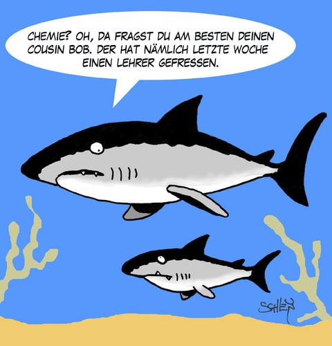 Cartoon: Chemie (medium) by Karsten Schley tagged schule,schüler,lehrer,lernen,chemie,erziehung,ernährung,essen,kinder,tiere,meer,haie,wasser,schule,schüler,lehrer,lernen,chemie,erziehung,ernährung,essen,kinder,tiere,meer,haie,wasser