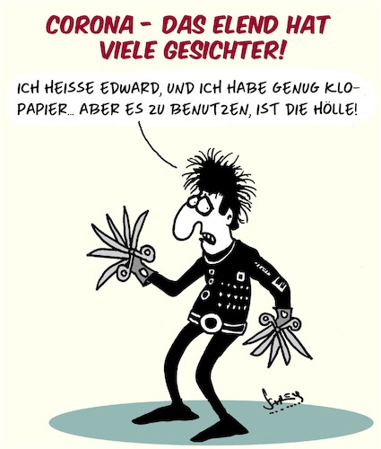 Cartoon: Corona - Gesichter des Elends (medium) by Karsten Schley tagged corona,gesundheit,verdauung,klopapier,prominente,filme,medien,corona,gesundheit,verdauung,klopapier,prominente,filme,medien