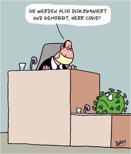 Cartoon: Covid vor Gericht (medium) by Karsten Schley tagged covid19,gesetze,gerichte,justiz,gerechtigkeit,diskriminierung,mobbing,gesundheit,gesellschaft,covid19,gesetze,gerichte,justiz,gerechtigkeit,diskriminierung,mobbing,gesundheit,gesellschaft