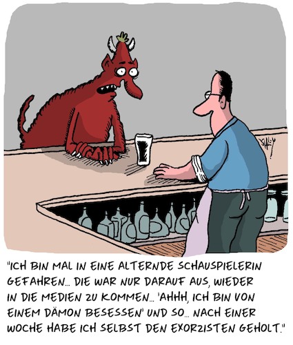 Cartoon: Dämonisch!! (medium) by Karsten Schley tagged schauspieler,alter,attraktivität,ruhm,medien,erfolg,dämonen,religion,exorzismus,gesellschaft,schauspieler,alter,attraktivität,ruhm,medien,erfolg,dämonen,religion,exorzismus,gesellschaft