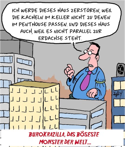 Cartoon: Das böseste Monster der Welt (medium) by Karsten Schley tagged bürokratie,vorschriften,politik,verwaltung,monster,gesellschaft,bürokratie,vorschriften,politik,verwaltung,monster,gesellschaft