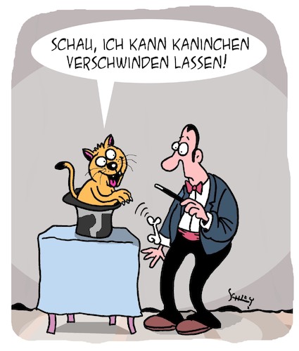 Cartoon: Das ist MAGIE! (medium) by Karsten Schley tagged katzen,magie,zauberer,kunst,kaninchen,ernährung,unterhaltung,medien,gesellschaft,katzen,magie,zauberer,kunst,kaninchen,ernährung,unterhaltung,medien,gesellschaft