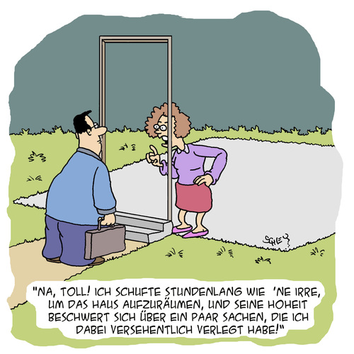 Cartoon: DAS ist nun der DANK?! (medium) by Karsten Schley tagged ehestreit,missverständnisse,aufräumen,beziehungen,liebe,frauen,männer,ehe,ehe,männer,frauen,liebe,beziehungen,aufräumen,missverständnisse,ehestreit