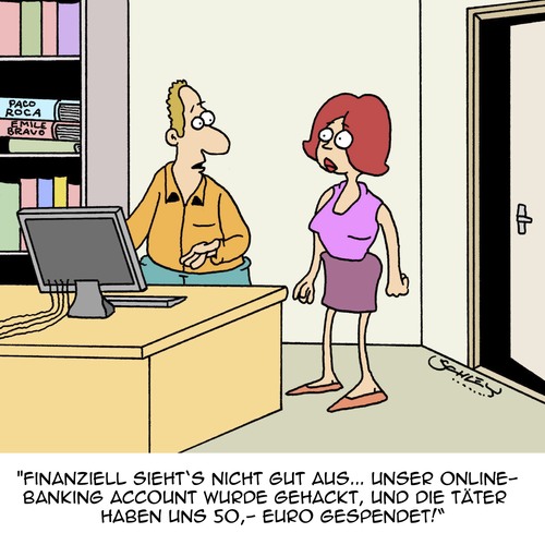 Cartoon: DAS sieht böse aus... (medium) by Karsten Schley tagged finanzen,geld,online,banking,kriminalität,armut,schulden,pleite,gesellschaft,computer,internet,finanzen,geld,online,banking,kriminalität,armut,schulden,pleite,gesellschaft,computer,internet