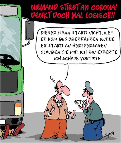 Cartoon: Denkt doch mal logisch! (medium) by Karsten Schley tagged corona,tod,statistik,fake,news,youtube,internet,bildung,dummheit,gesundheit,gesellschaft,politik,corona,tod,statistik,fake,news,youtube,internet,bildung,dummheit,gesundheit,gesellschaft,politik