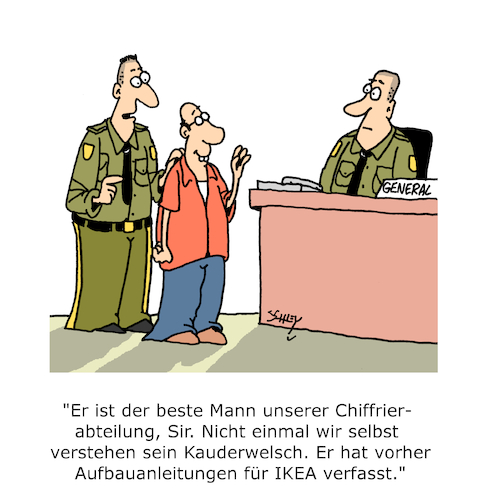 Cartoon: Der beste Mann (medium) by Karsten Schley tagged militär,verteidigung,kommunikation,soldaten,codes,politik,gesellschaft,militär,verteidigung,kommunikation,soldaten,codes,politik,gesellschaft