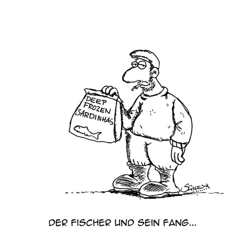 Cartoon: Der Fischer (medium) by Karsten Schley tagged fischer,fischfang,jobs,business,ernährung,fisch,traditionen,fischer,fischfang,jobs,business,ernährung,fisch,traditionen