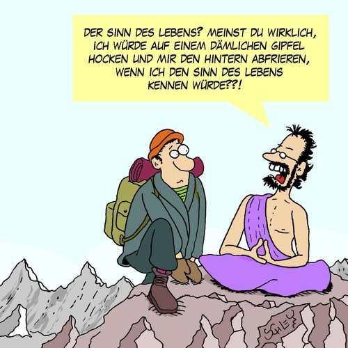 Cartoon: Der Sinn des Lebens (medium) by Karsten Schley tagged esoterik,aberglaube,gurus,philosophie,leben,sinn,lebenssinn,erleuchtung,religion,esoterik,aberglaube,gurus,philosophie,leben,sinn,lebenssinn,erleuchtung,religion