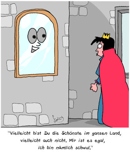 Cartoon: Die Schönste (medium) by Karsten Schley tagged märchen,literatur,schneewittchen,schönheit,homosexualität,frauen,eitelkeit,gesellschaft,märchen,literatur,schneewittchen,schönheit,homosexualität,frauen,eitelkeit,gesellschaft