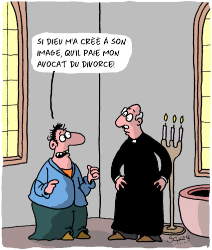 Cartoon: Dieu (medium) by Karsten Schley tagged religion,mariage,separation,catholicisme,clerge,religion,mariage,separation,catholicisme,clerge