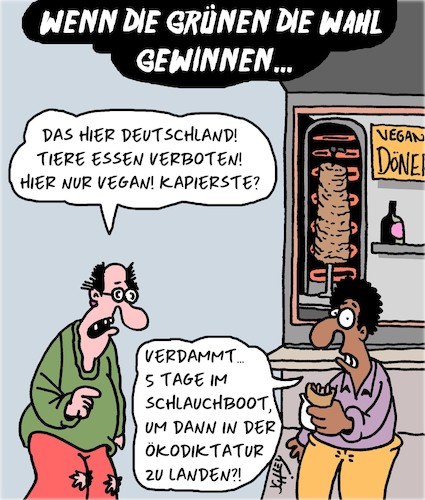 Cartoon: Diktatur (medium) by Karsten Schley tagged qahlen,deutschland,parteien,demokratie,diktaturen,flucht,migration,ernährung,veganer,verbote,gesellschaft,qahlen,deutschland,parteien,demokratie,diktaturen,flucht,migration,ernährung,veganer,verbote,gesellschaft