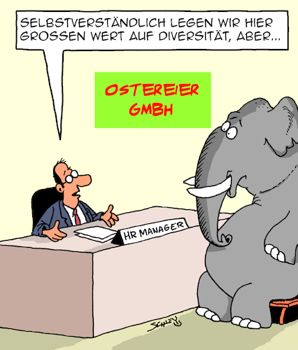 Cartoon: Diversität (medium) by Karsten Schley tagged business,hr,jobs,management,ostern,diversität,religion,arbeitgeber,arbeitnehmer,gesellschaft,business,hr,jobs,management,ostern,diversität,religion,arbeitgeber,arbeitnehmer,gesellschaft