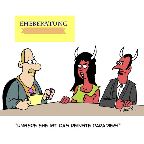 Cartoon: Eheberatung (medium) by Karsten Schley tagged ehe,liebe,männer,frauen,beziehungen,ehestreit,leben,hölle,teufel,religion,eheberatung,ehe,liebe,männer,frauen,beziehungen,ehestreit,leben,hölle,teufel,religion,eheberatung