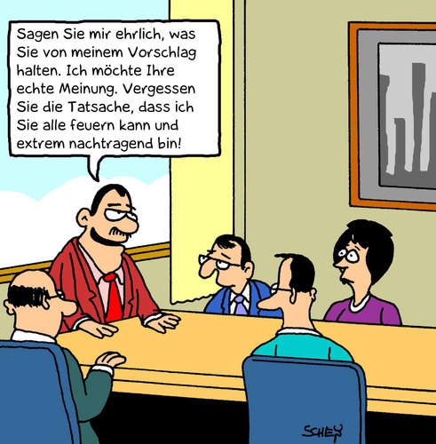 Cartoon: Ehrliche Meinung (medium) by Karsten Schley tagged wirtschaft,arbeitgeber,arbeitnehmer,gesellschaft,geld,mitbestimmung,meinung,wirtschaft,arbeitgeber,arbeitnehmer,gesellschaft,geld,mitbestimmung,meinung,arbeit,job,beruf,karriere,unternehmen,firma,angestellte,vorschlag,meinungen,feuern,kündigen,kündigung,entlassen