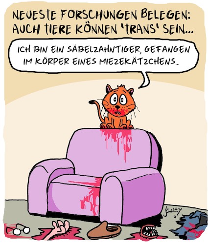 Cartoon: Ein Kätzchen (medium) by Karsten Schley tagged katzen,mode,trends,tiere,transgender,medien,gesellschaft,psychologie,katzen,mode,trends,sex,tiere,transgender,medien,gesellschaft,psychologie