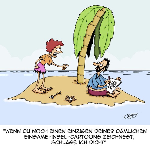 Cartoon: Einsame Insel (medium) by Karsten Schley tagged medien,cartoonisten,cartoons,jobs,schiffbruch,ehekrach,frauen,männer,beziehungen,liebe,liebe,beziehungen,männer,frauen,ehekrach,schiffbruch,jobs,cartoons,cartoonisten,medien