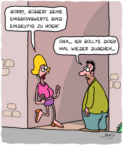 Cartoon: Emissionswerte RUNTER!!! (medium) by Karsten Schley tagged emissionen,umweltschutz,klima,politik,menschheit,prostitution,hygiene,gesellschaft,deutschland,emissionen,umweltschutz,klima,politik,menschheit,prostitution,sex,hygiene,gesellschaft,deutschland