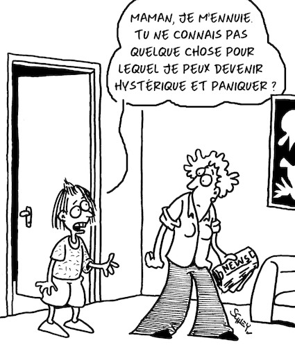 Cartoon: Ennuyeux ! (medium) by Karsten Schley tagged enfants,meres,familles,hysterie,panique,mode,medias,societe,enfants,meres,familles,hysterie,panique,mode,medias,societe