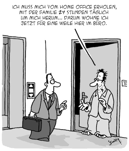 Cartoon: Erholung (medium) by Karsten Schley tagged homeoffice,büro,familie,stress,wirtschaft,business,jobs,erholung,gesellschaft,homeoffice,büro,familie,stress,wirtschaft,business,jobs,erholung,gesellschaft