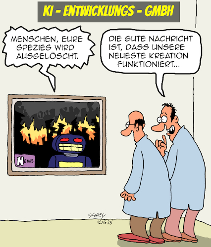 Cartoon: Es funktioniert!! (medium) by Karsten Schley tagged ki,menschheit,technik,forschung,entwicklung,wissenschaft,zukunft,erde,medien,gesellschaft,ki,menschheit,technik,forschung,entwicklung,wissenschaft,zukunft,erde,medien,gesellschaft