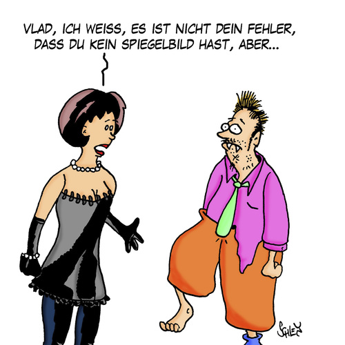 Cartoon: Fehler (medium) by Karsten Schley tagged ehe,frauen,männer,geschlechter,kleidung,geschmack,vampire,liebe,fantasy,mode,ehe,frauen,männer,geschlechter,kleidung,geschmack,vampire,liebe,fantasy,mode