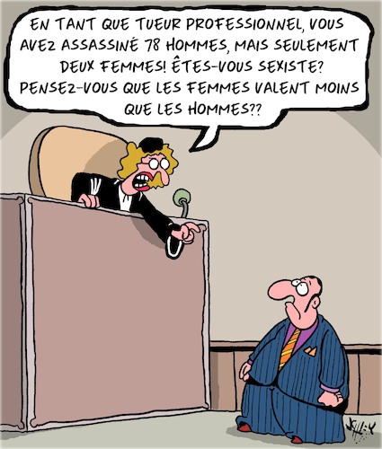 Cartoon: Femmes et Hommes (medium) by Karsten Schley tagged sexisme,egalite,femmes,hommes,criminalite,tribunaux,politique,sexisme,egalite,femmes,hommes,criminalite,tribunaux,politique