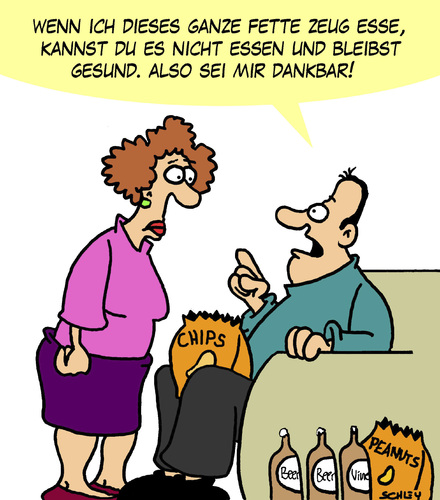 Cartoon: Fett (medium) by Karsten Schley tagged ernährung,fettleibigkeit,gesundheit,männer,frauen,ehe,liebe,essen,gesellschaft,ernährung,fettleibigkeit,gesundheit,männer,frauen,ehe,liebe,essen,gesellschaft