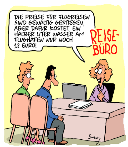 Cartoon: Flugpreise (medium) by Karsten Schley tagged flugreisen,preisexplosion,auflagen,restriktionen,umwelt,regierung,inflation,urlaub,geld,politik,geesellschaft,flugreisen,preisexplosion,auflagen,restriktionen,umwelt,regierung,inflation,urlaub,geld,politik,geesellschaft