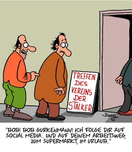 Cartoon: Follower (medium) by Karsten Schley tagged vereine,stalker,meetings,social,media,vereine,stalker,meetings,social,media