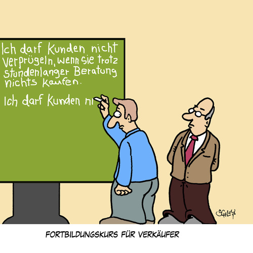 Cartoon: Fortbildung (medium) by Karsten Schley tagged kundenservice,kunden,konjunktur,business,wirtschaft,profit,umsätze,weiterbildung,bildung,verkaufen,verkäufer,geld,verkäufer,verkaufen,bildung,weiterbildung,umsätze,profit,wirtschaft,business,konjunktur,kunden,kundenservice,geld