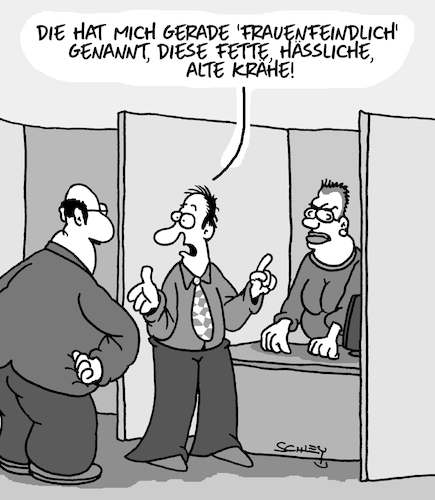 Cartoon: Frauenfeindlich?! (medium) by Karsten Schley tagged männer,frauen,arbeitsplatz,büro,mobbing,frauenfeindlichkeit,arbeitgeber,arbeitnehmer,business,gesellschaft,männer,frauen,arbeitsplatz,büro,mobbing,frauenfeindlichkeit,arbeitgeber,arbeitnehmer,business,gesellschaft
