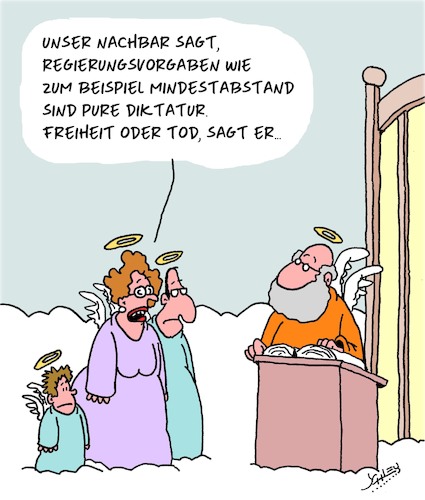 Cartoon: Freiheit oder Tod (medium) by Karsten Schley tagged covid19,politik,verhaltensregeln,regierung,gesundheit,ansteckung,tod,gesellschaft,covid19,politik,verhaltensregeln,regierung,gesundheit,ansteckung,tod,gesellschaft