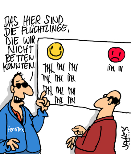 Cartoon: Frontex (medium) by Karsten Schley tagged europa,flüchtlinge,armut,krieg,tod,mittelmeer,immigration,gesellschaft,politik,europa,flüchtlinge,armut,krieg,tod,mittelmeer,immigration,gesellschaft,politik