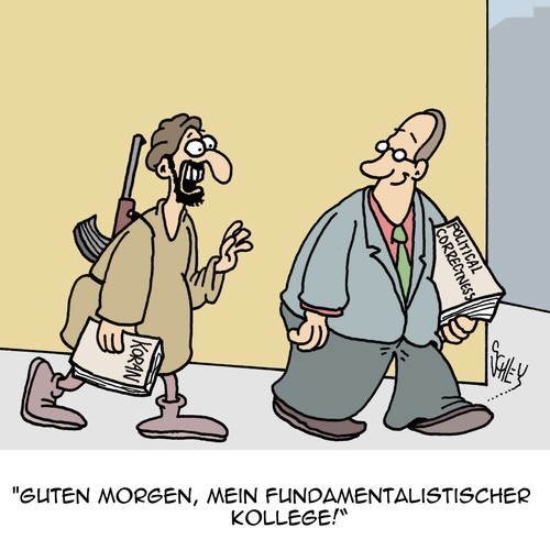 Cartoon: FUNDAMENTALISTEN!!! (medium) by Karsten Schley tagged fundamentalismus,faschismus,pressefreiheit,politik,religion,freiheit,koran,fundamentalismus,faschismus,pressefreiheit,politik,religion,freiheit,koran