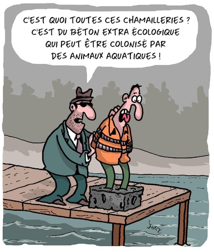 Cartoon: Gemissements et plaintes (medium) by Karsten Schley tagged crime,environnement,animaux,nature,meurtre,eau,societe,crime,environnement,animaux,nature,meurtre,eau,societe