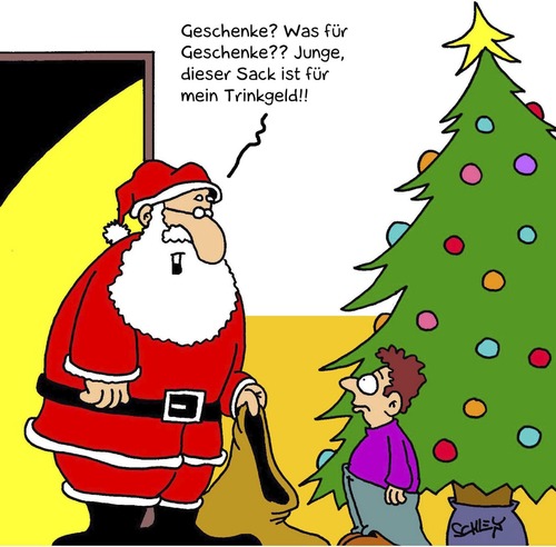 Cartoon: Geschenke (medium) by Karsten Schley tagged weihnachten,wirtschaft,arbeit,geld,trinkgeld,religion,feiertage,kinder,christentum,kirche,weihnachten,wirtschaft,arbeit,geld,trinkgeld,religion,feiertage,christentum,kirche,kinder